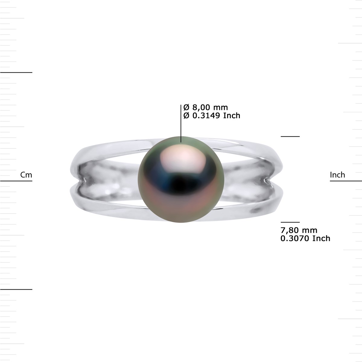 Bague Jonc MODERNE Perle de TAHITI Ronde 9-10 mm Argent 925 - vue 3