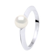 Bague Jonc Perle d'Eau Douce Ronde 6-7 mm Or Blanc