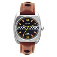 Montre RACING homme chromé bracelet cuir
