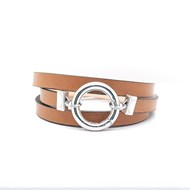 Bracelet triple tour en cuir marron camel CLASSIC
