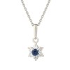 Pendentif Or Blanc et oxydes de zirconium 'Le Messager bleu' + chaine argent offerte - vue V1