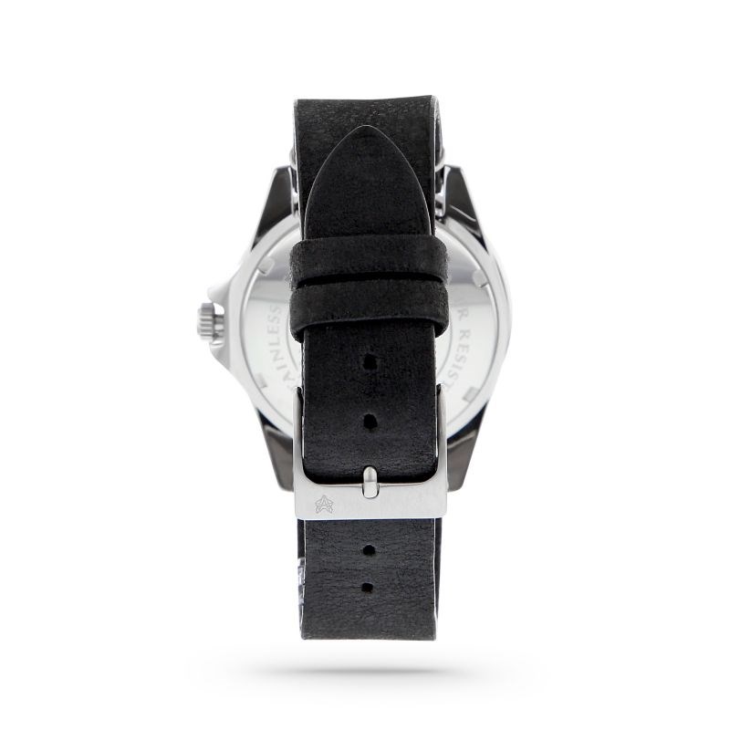 Montre Homme Foxter Sixties bracelet cuir noir, boitier acier et fond noir - SIXTIES3 - vue 3