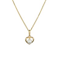 Pendentif coeur Or Jaune et Perle de culture 'Lova Pearl' + chaîne en vermeil offerte