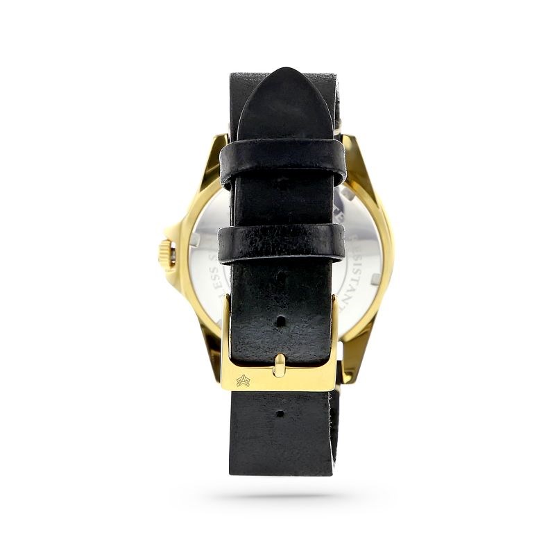 Montre Homme Foxter Sixties bracelet cuir noir, boitier PVD doré et fond noir - SIXTIES1 - vue 5