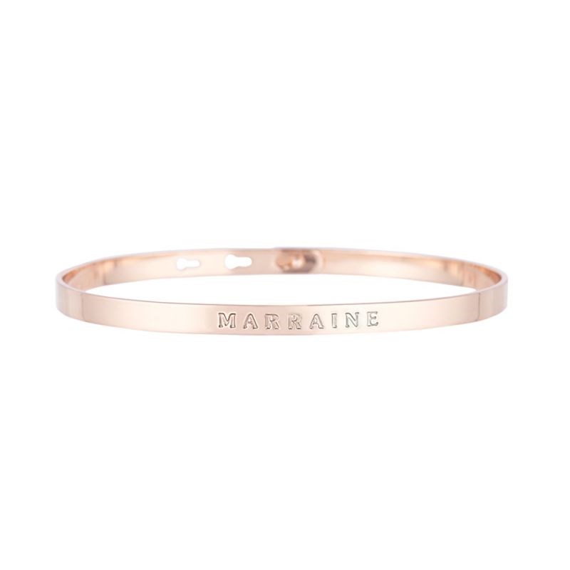 'MARRAINE' bracelet jonc rosé à message
