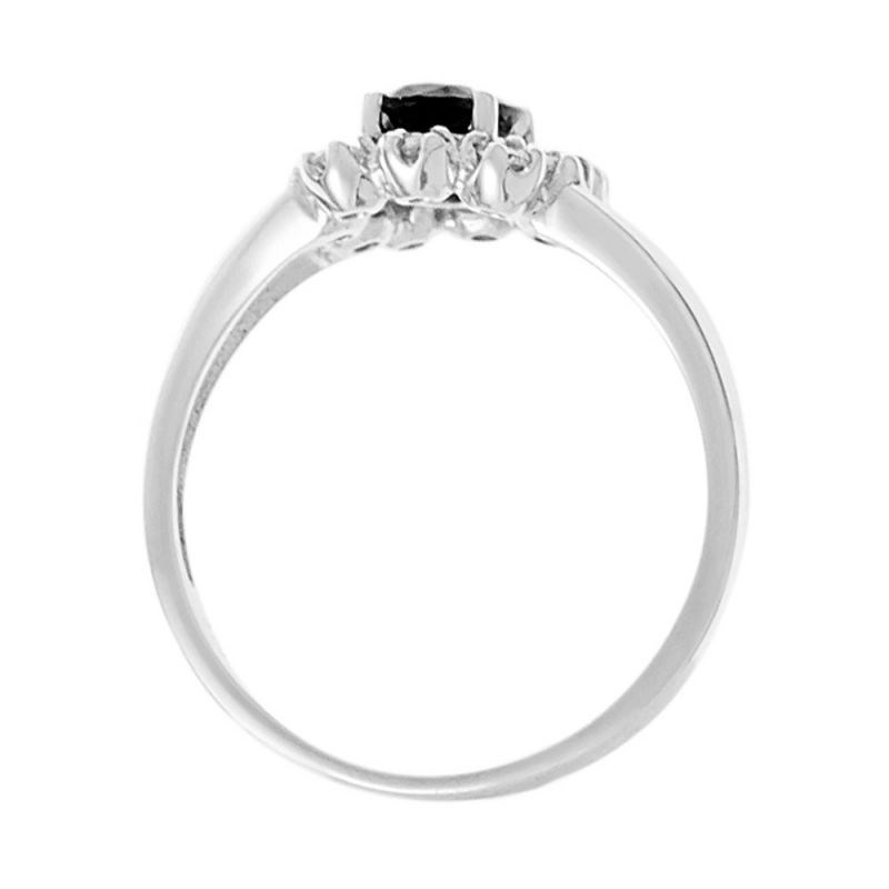 Bague Or Blanc et Diamants 0,21 carat et Saphir 1 carat 'BAHIA' - vue 2