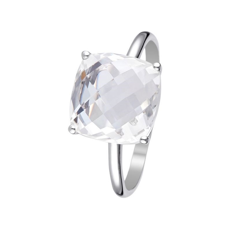 Bague Or Blanc et Topaze Blanche 5,5 carat 'AMATHIA'