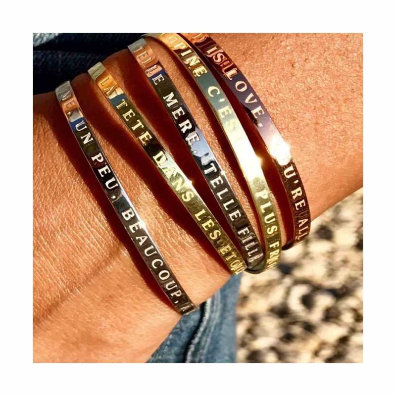 'BE MY VALENTINE' bracelet jonc argenté à message - vue 4