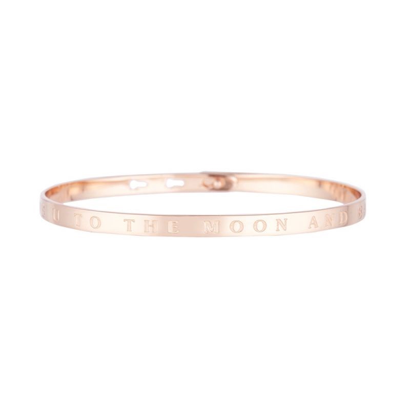 'I LOVE U TO THE MOON AND BACK' bracelet jonc rosé à message