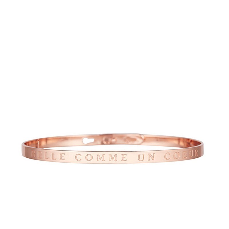 'BELLE COMME UN COEUR' bracelet jonc rosé à message