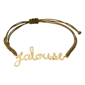 'JALOUSE' Bracelet cordon et fil lettering doré à message