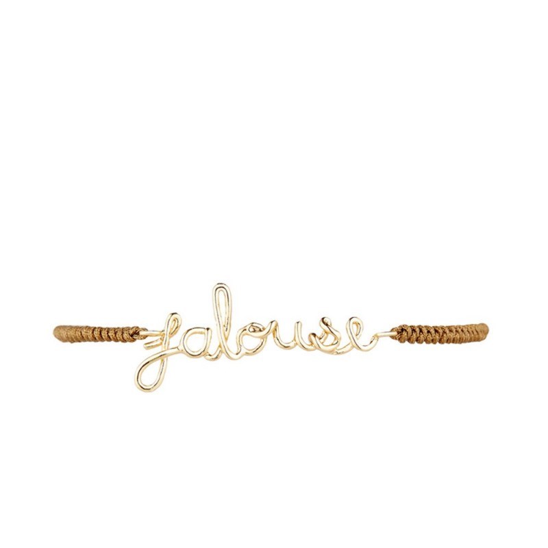 'JALOUSE' Bracelet cordon et fil lettering doré à message - vue 2