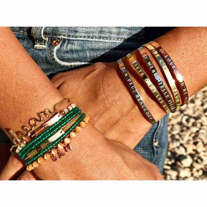 'MAMIE D'AMOUR' bracelet jonc argenté à message - vue 4
