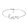 'LOVE' Bracelet jonc en fil lettering argenté à message - vue V1