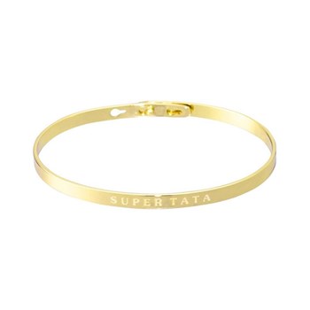 'SUPER TATA' bracelet jonc doré à message