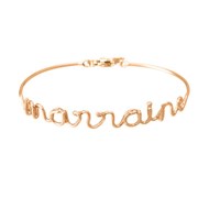'MARRAINE' Bracelet jonc en fil lettering rosé à message