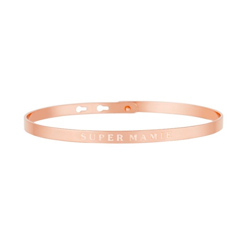 'SUPER MAMIE' Jonc rosé bracelet à message
