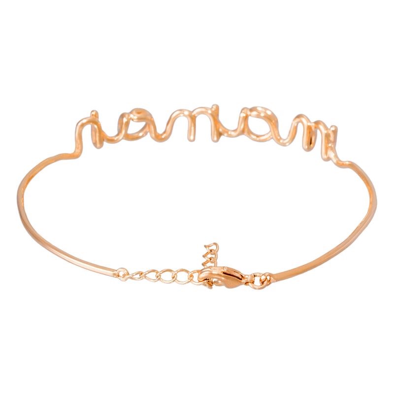 'MAMAN' Bracelet jonc en fil lettering rosé à message - vue 3