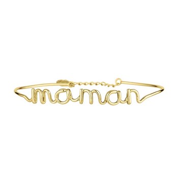 'MAMAN' Bracelet jonc en fil lettering doré à message