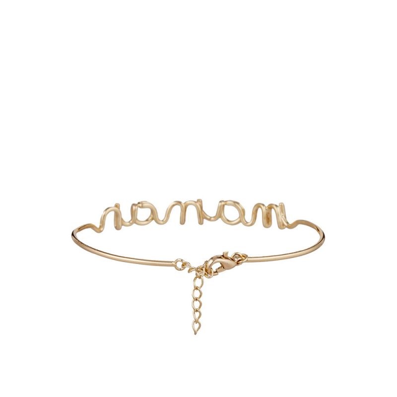 'MAMAN' Bracelet jonc en fil lettering doré à message - vue 2