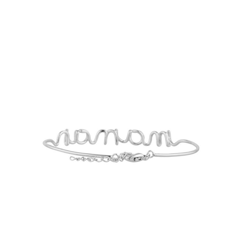 'MAMAN' Bracelet jonc en fil lettering argenté à message - vue 3