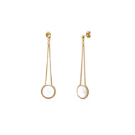 Boucles d'oreilles longues dorées à l'or fin nacre blanche Lady