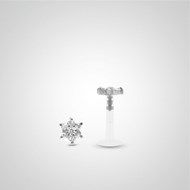 Piercing hélix et tragus or blanc avec fleur oxydes zirconium blancs