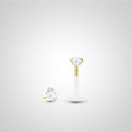 Piercing helix et tragus diamant 0,03 carats en or jaune