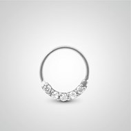 Piercing tragus anneau à écarter en or blanc et zircons