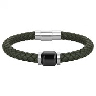 Bracelet Cuir Vert Tréssé - Phebus -
