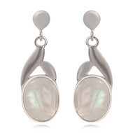 Boucles d'oreille en Gouttes de pierre de lune montées sur argent