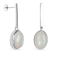 Pendants d'oreille Argent 925 K-Femme-Pierre de Lune-Blanc-Forme cabochon-Dimension Hauteur 38mm largeur 11mm