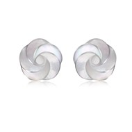 Boucles d'oreille Nacre blanche argent 925-000 Forme Fleur en Spirale