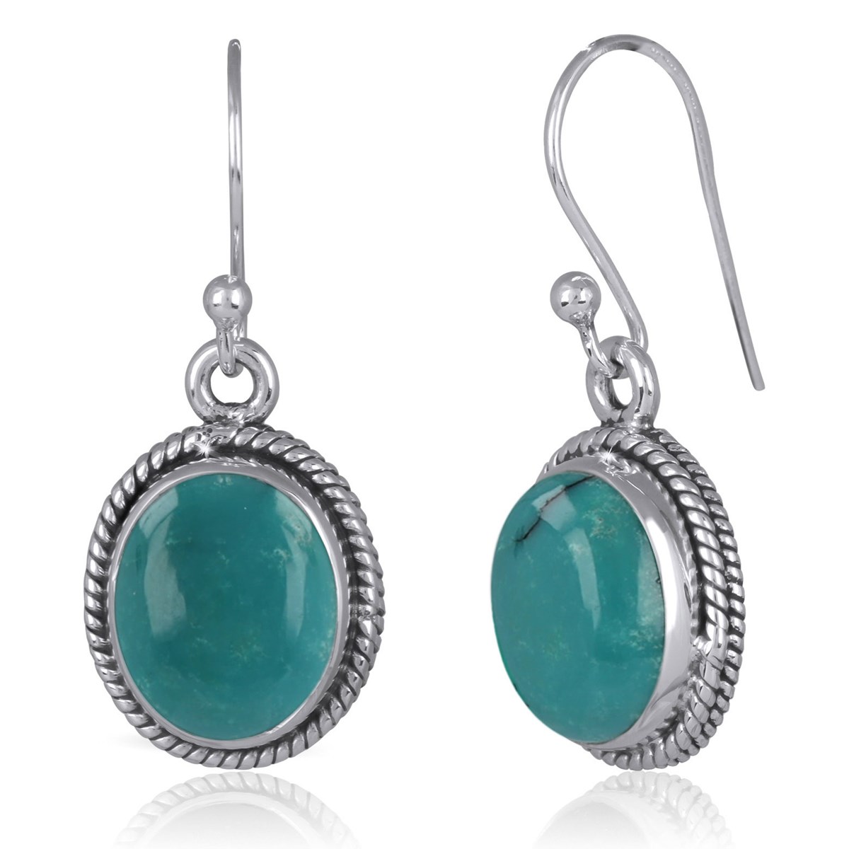 Boucles d'Oreilles Dahlia Argent 925 et Turquoise | ADEN Design Vintage | Bijou Ethnique Chic