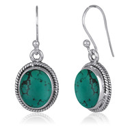 Bijoux de créateurs en argent, des boucles d'oreille pendantes en Turquoise sertie d'argent massif