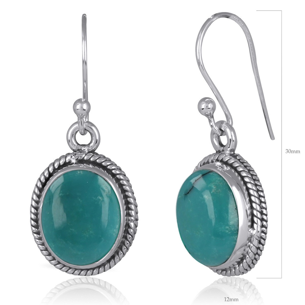 Boucles d'Oreilles Dahlia Argent 925 et Turquoise | ADEN Design Vintage | Bijou Ethnique Chic - vue 3