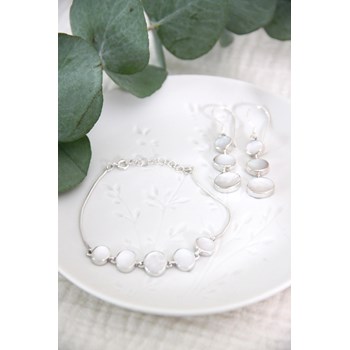 Natuurlijke witte parelmoer oorbellen - Ovale vorm & Sterling zilver 925 | Aden