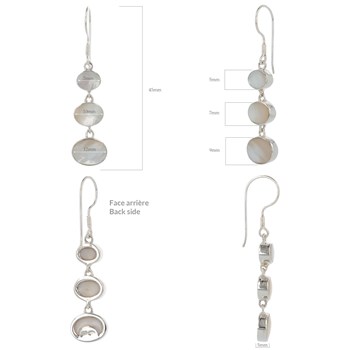 Natuurlijke witte parelmoer oorbellen - Ovale vorm & Sterling zilver 925 | Aden