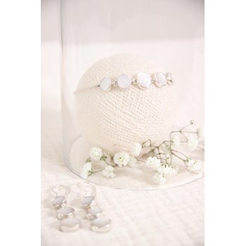 Natuurlijke witte parelmoer oorbellen - Ovale vorm & Sterling zilver 925 | Aden