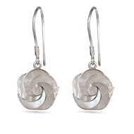 Pendants d'oreille Argent 925 000ème-Femme-Nacre-Blanche-Forme Fleur en spirale