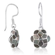 Bijoux de créateurs en argent, des boucles d'oreille-Nacre Grise-Argent-Femme-Gris-Parure disponible avec la bague assortie