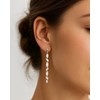 Boucles d'oreilles pendantes nacre blanche pétales argent 925 | Collection Lyanna ADEN - vue V2