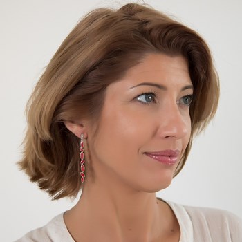 ADEN coral stone and sterling silver dangling earrings