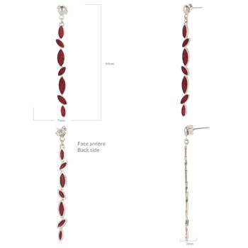 ADEN coral stone and sterling silver dangling earrings