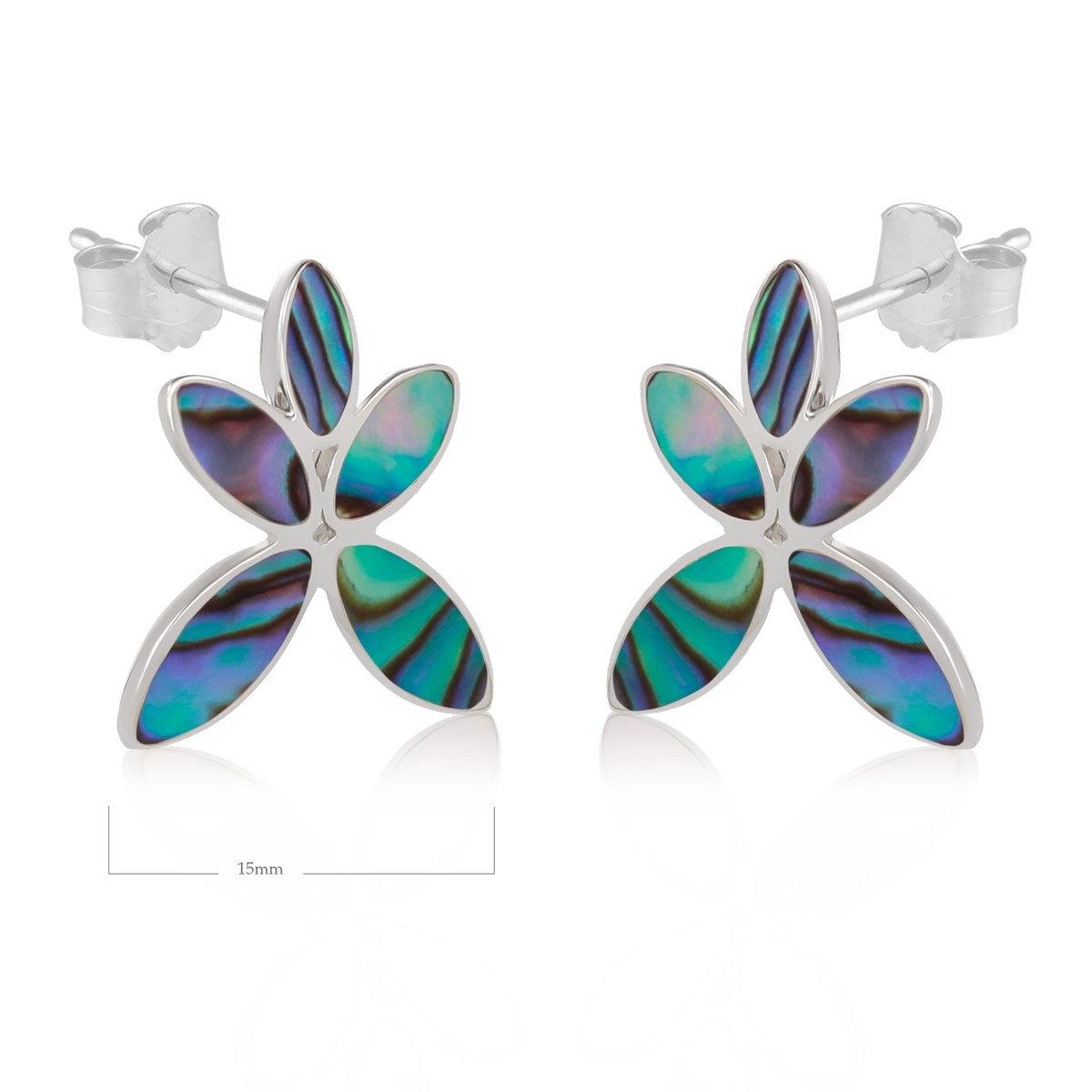 Boucles d'oreille poussette Fleur de Nacre abalone et Argent massif - vue 3