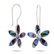 cadeau femme-Boucles d'oreille Fleur-Nacre abalone-Argent massif-Femme