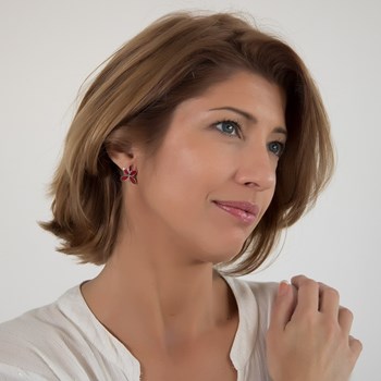 Boucles d'oreille ADEN Fleur corail Argent massif 925 millième