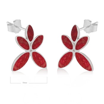 Boucles d'oreille ADEN Fleur corail Argent massif 925 millième
