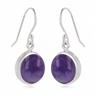 Boucles d'Oreilles Iris Améthyste et Argent 925 | ADEN Design Rond | Bijou Élégant