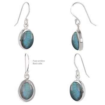 Teyla Oorbellen 925 Sterling Zilver en Labradoriet | ADEN Design Ovaal | Bijou Mystique